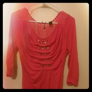 Pink BKE Boutique Laceback Blouse